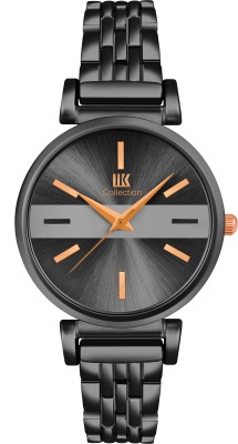 IIK Collection IIK-3178W Round Formal Black Studded Dial with Black Bracelet Strap Analog Watch  - For Women