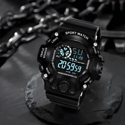 MAHAVIRA COLLECTION 82NOMBER BLACK KIDS-SPORTS LOOK BLACK BAND CHRONOGRAPH RESISTANCE DIGITAL MULTIFUNCTIONAL Digital Watch  - For Boys