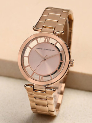 French Connection FCL0001A Women's Analog Rose Gold Watch | Rose Gold Sunray Round Dial Analog Watch  - For Women
