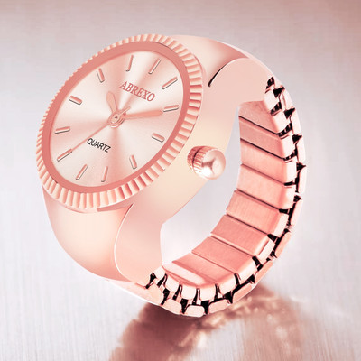 ABREXO Abx1035-Rosegold Rose Gold Ring Watch | Bossy Look | Adjustable Ring New Concept For Girls Analog Watch  - For Women