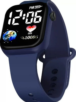 THMT Trending Lifestyle Black Dial Blue Strap Square LED Digital Watch  - For Boys