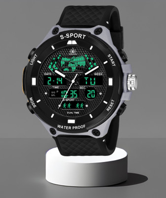 Eagle fly 9084DUALBLACK Shock-Resistant, Back Light Display- The Perfect Watch for Men and Boys Analog-Digital Watch  - For Men