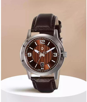 WIZARD TIMES Formal and Party Wear Watch for Men Men's Watch Brown Leather Strap Brown Day & Date Dial Water Resistant Analog Watch  - For Boys
