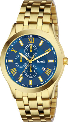 HMT DLX 1627 Date Functioning Blue Dial Golden Chain Analog Watch  - For Men
