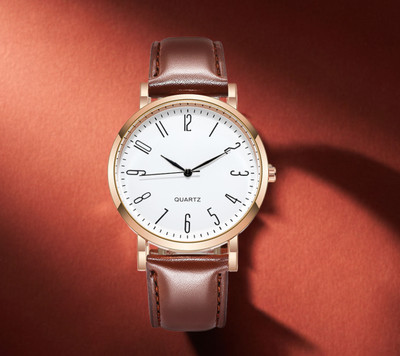 SUBERA 601 Leather Strap Golden Metal Case & Old Money Vibe Classic Formal Wear Watch Old Money Looking Ethnic Vibe Classic Formal Wearing Analog Watch  - For Men