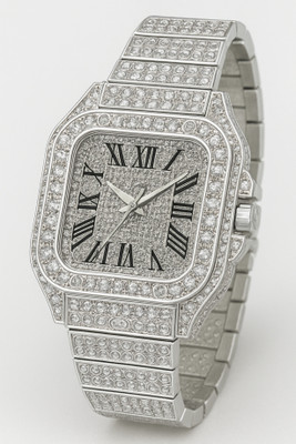 Timefit Stylish Silver Dial Watch for Men Boys Party Casual Fashion Diamond Luxe Series Analog Watch  - For Boys & Girls
