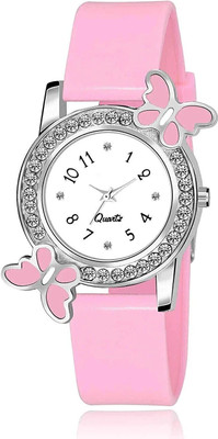 MAHAVIRA COLLECTION PINK_BF Girls Attractive Butterfly kids and children Unbreakable Silicon Pink Strap Analog Watch  - For Girls