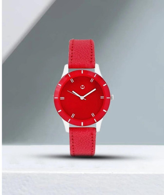 WIZARD TIMES Formal and Party Wear Watch for Men Women Watch Red Leather Strap Red Dial Formal Watch Water Resistant Analog Watch  - For Girls