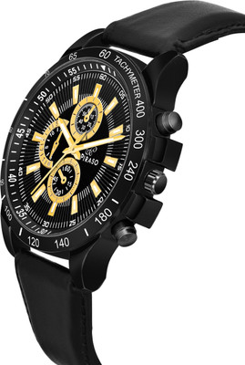 PIRASO RSSL 2020 GOLDEN BLACK STRAP PIRASO PREMIUM GOLD DIAL & BLACK STRAP ANALOG WATCH FOR MEN Analog Watch  - For Men