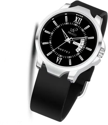 PIRASO 2047-BLACK SILICONE STRAP PIRASO ANALOG DATE & DAY BLACK DIAL & BLACK SILICONE STRAP WATCH FOR MEN Analog Watch  - For Men