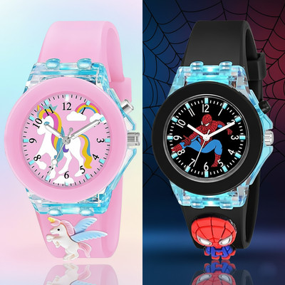 Razyloo Cartoon Character Kids Watch Unicorn & Spiderman Super Hero’s Design Analog Watch For Kids Style Beautiful Analog Watch  - For Boys & Girls