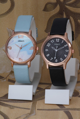 VIRAKTI Structure Round Dial Rose Gold Case Slim Fit Leather Belt Combo Watch For Women Structure Round Dial Rose Gold Case Slim Fit Leather Belt Combo Watch For Women Analog Watch  - For Girls