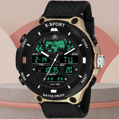 Reborn 9084 DUAL TIME Analog-Digital Watch  - For Men