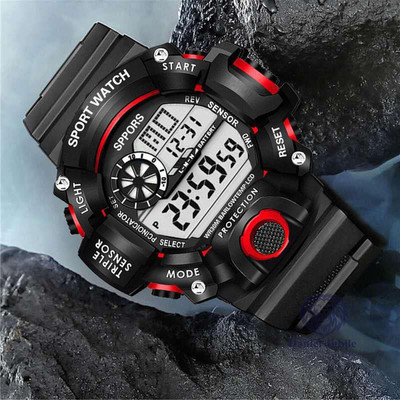 TOOVUS Rugged Digital Sports Watch for Men | Waterproof & Shockproof Design Black Sport Watch for Men | LED Display | Waterproof & Shockproof Analog Watch  - For Boys