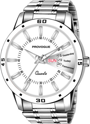 PROVOGUE Day and Date Functioning Steel Quartz Analog Watch  - For Men