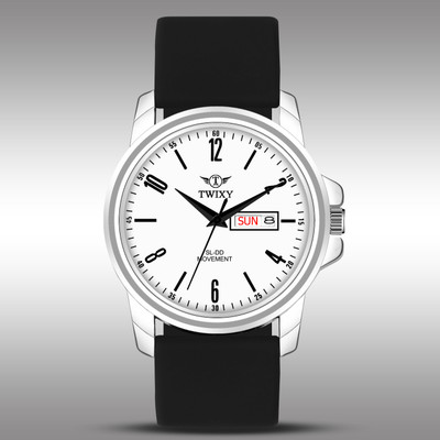 TWIXY TYW-5 WHITE Elegant Series White Day-Date Functioning & Silicon Strap Analog Watch  - For Men