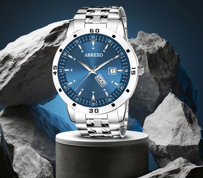 ABREXO Abx2815-Blue Silver Day & Date Watch Trending Blue Dial Day and Date Functioning Chain Adult Quartz Boys Analog Watch  - For Men