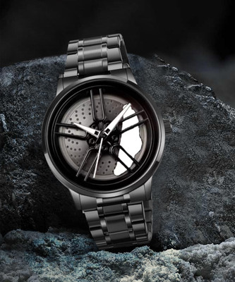 SHEEEN Spinning car wheel rotating gyro White watch Car wheel watch | Spinning watch | Roatating watch | Gyro watch | White watch Analog Watch  - For Men
