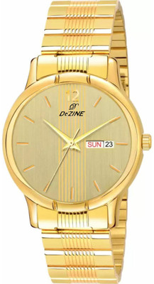 Dezine Gold Platted Day Date Display Analog Watch  - For Men