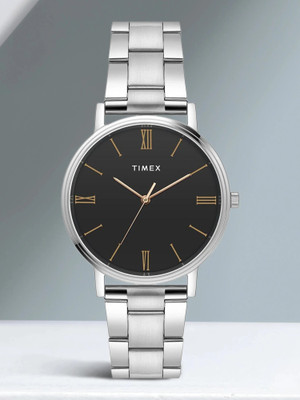 TIMEX Black Dial Stainless Steel Analog Watch  - For Men