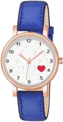 exactor Heart Dial Watch Stylish Designer Shine Round Dial with Slim Fit Leather Belt Women Watch Analog Watch  - For Girls