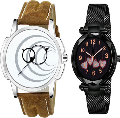 VARNI ENT Varni Enterpraise two classic-style analog metal or Leather straps and simple. Analog Watch  - For Couple