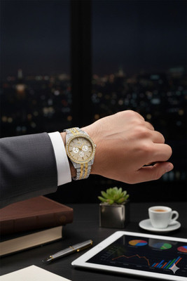 LOOFTRADER R22 Luxury Gold & Silver Plated Crystal Chronograph Watch Analog Watch  - For Men & Women