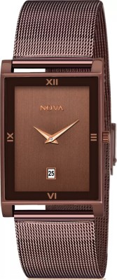 NOVA Brown Date Watch Brownish Date Rectangle Thin Chain Watch Analog Watch  - For Men