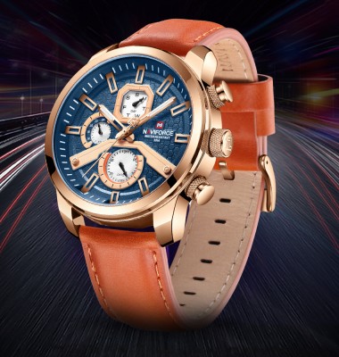 NAVIFORCE 9211 Elegant Timepeice with leather band quartz movement dial Analog Watch  - For Men