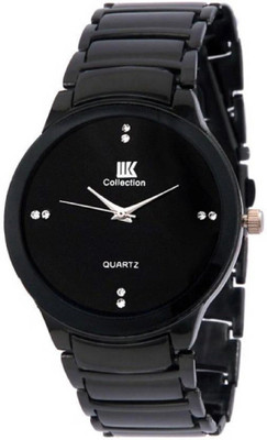 IIK Collection Black Stone Studded Dial with Black Bracelet Strap Analog Watch  - For Men