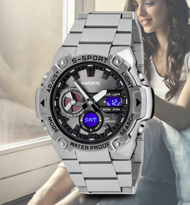 Harbor 9125 Steel Elegant and Premium Stainless Steel Watch Created for Men Analog-Digital Watch  - For Men
