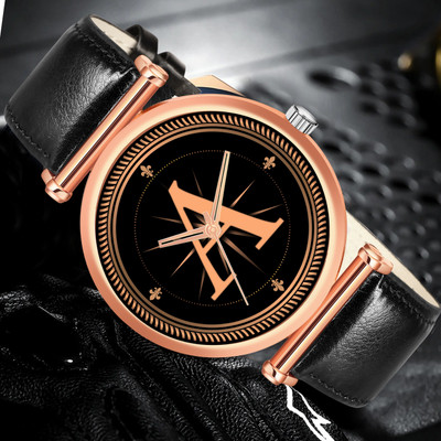 RobinXX ALPHA-A-RLX-M-RG-BLK-L-1 Alpha Heritage Collection A Black Strap Watch for Man & Boys Analog Watch  - For Men