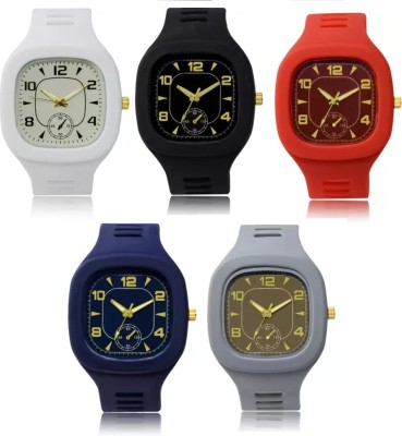 Smarana pack of 5 best selling latest combo watches Analog Watch - For Men Combo pack of 5 Silicon rubber belt boys & mens watch Analog Watch  - For Boys