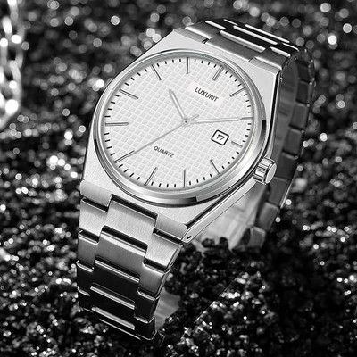 luxurit Vintage Formal Date Display Stainless Steel Belt Analog Watch  - For Men