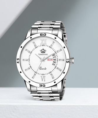 LIMESTONE Day and Date Function Steel Strap Quartz Analog Watch  - For Men