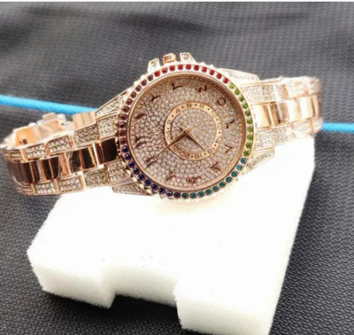 Agg traders AT38 NEW girls trending diamond studded rose gold Analog Watch  - For Girls