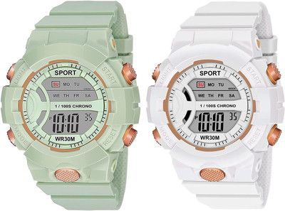 VARNI ENT Digital Day Date Time Week Month Dial Premium Plastic Strap Combo Watches Digital Watch  - For Men
