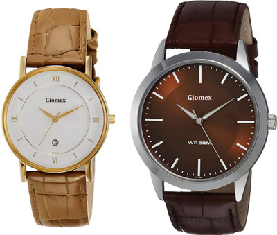 Giomex New Edition Giomex-9162-Gold-Beige-Strap Analog Watch  - For Men & Women