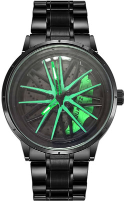 RealBuff Spinning car wheel rotating gyro red watch Car wheel watch | Spinning watch | Roatating watch | Gyro watch Analog Watch  - For Men