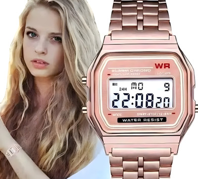 Timofywr Digital Watch with Stopwatch with 12/24 Hour Format Trendy Chain Strap Series Digital Watch  - For Men & Women
