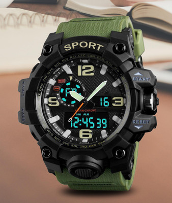 Harbor A boys’ favorite timepiece with a sturdy green PU strap Analog-Digital Watch  - For Boys