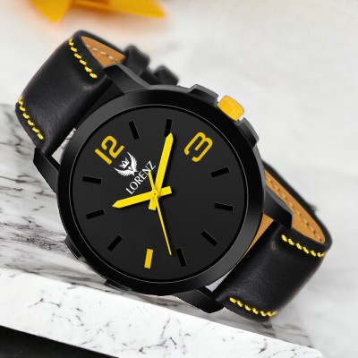 LORENZ MK-2063W Lorenz Yellow Black Casual Fit Leather Strap Watch for Men | Watch for Boys Analog Watch  - For Men