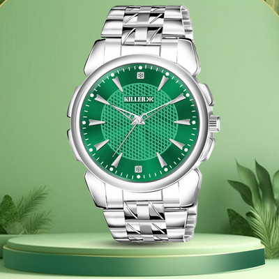 KILLER KLR-8428 Premium Quality Round Green Dial and Silver Chain for Boys Analog Watch  - For Men