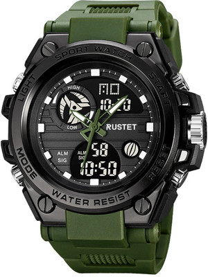 RUSTET 2031 2031 50m Waterproof Dual-Time Men's Watch Multifunction 12H / 24H Format Analog-Digital Watch  - For Men