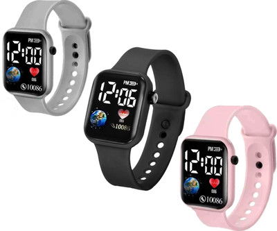 THMT (Pack of 3) New TRENDING Multicolor Strap Digital Watch For Boys And Girls Digital Watch  - For Boys
