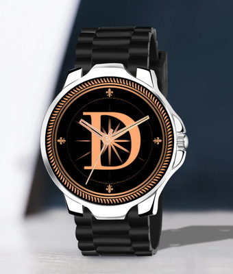 RobinXX ALPHA-D-3K-SIL-BK-CDBLK-1 Alpha Heritage Collection D Black Strap Watch for Man & Boys Analog Watch  - For Men