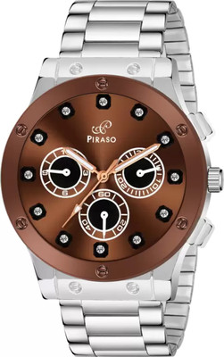 PIRASO HUB-LOT 2026 BROWN SILVER PIRASO PREMIUM BROWN DIAL & SILVER CHAIN ANALOG WATCH FOR MEN Analog Watch  - For Men
