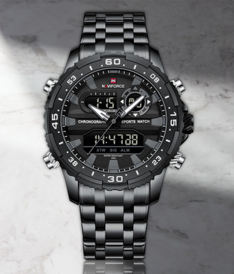 NAVIFORCE Versatile combination of Black strap and Black dial Analog-Digital Watch  - For Men