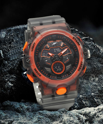 SONATA SF Invicible Analog-Digital Translucent orange Dail With Grey Plastic Strap Analog-Digital Watch  - For Men