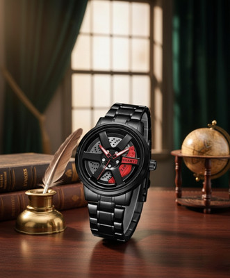Fanish fashion New car wheel watch with rolling creative fashion analog watch SPINNER BLACK ANALOG WATCH SERIES Analog Watch  - For Men & Women
